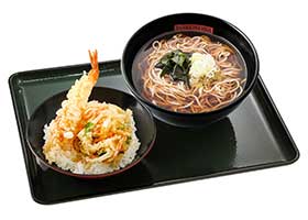 ミニ海老・かき揚げ丼セット（温かいそば）